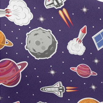 Outer Space Spaceship Rocket Pongee