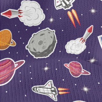Outer Space Spaceship Rocket Stretch Jersey