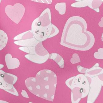 Cute Loving Cat Lightweight Cotton Poplin