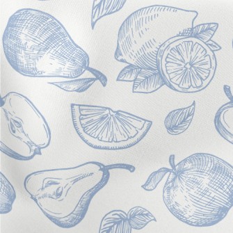 Sketch Of Beautiful Fruits Lightweight Cotton Poplin