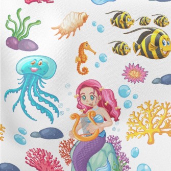 Undersea Mermaid Princess Lightweight Cotton Poplin
