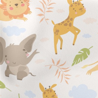 Lion Chasing Small Animals Lightweight Cotton Poplin