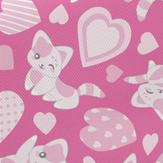 Cute Loving Cat Midweight Cotton Poplin