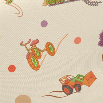 Cartoon Sea, Land And Air Tool Midweight Cotton Poplin