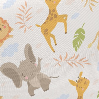 Lion Chasing Small Animals Midweight Cotton Poplin