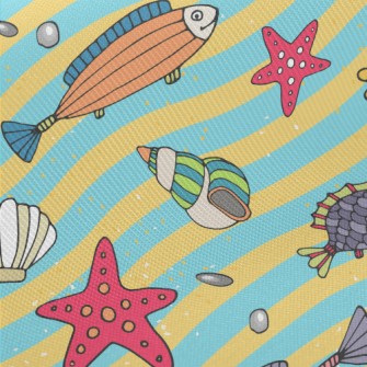 Colorful Sea Bottom Fish Midweight Cotton Poplin