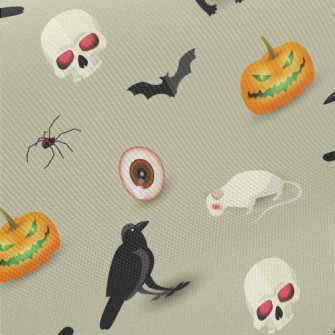 Evil Pumpkin Black Cat Mouse Midweight Cotton Poplin