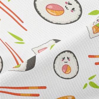 Sushi Rolls And Chopsticks Piqué