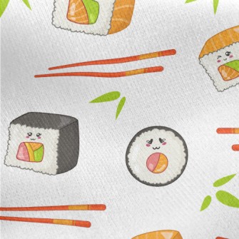 Sushi Rolls And Chopsticks Jersey Backed Fleece