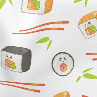 Sushi Rolls And Chopsticks Lightweight Cotton Poplin