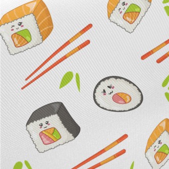 Sushi Rolls And Chopsticks Midweight Cotton Poplin