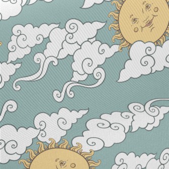 Faces, Sun, And Clouds Twill