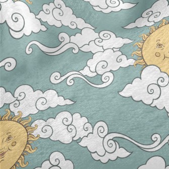 Faces, Sun, And Clouds Minky