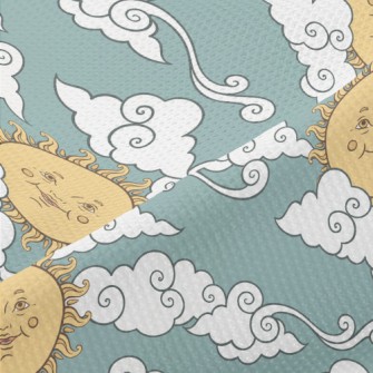 Faces, Sun, And Clouds Piqué