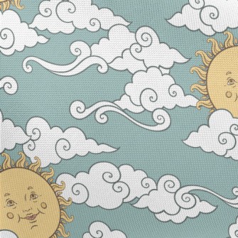 Faces, Sun, And Clouds Pongee