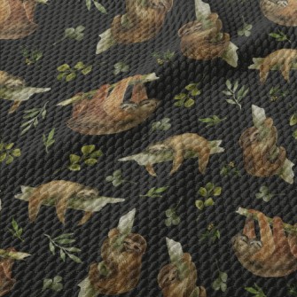 Watercolor Hand Drawn Sloth Birdseye Piqué