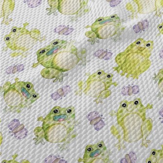 Watercolor Hand Drawn Frog Birdseye Piqué