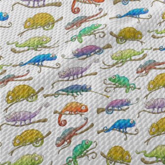 Funny Cartoon Chameleon Birdseye Piqué