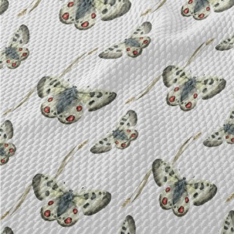 Hand Drawn Meadow Butterflies Birdseye Piqué