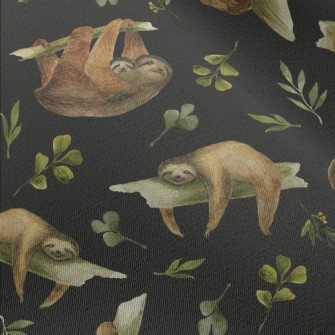 Watercolor Hand Drawn Sloth Chiffon