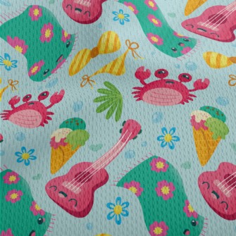 Happy Cartoon Beach Athletic Mesh Flat Back