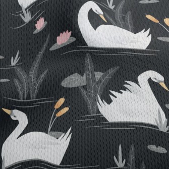 Elegant White Swan Athletic Mesh Flat Back