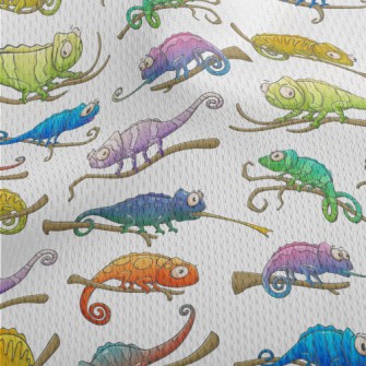 Funny Cartoon Chameleon Athletic Mesh Flat Back