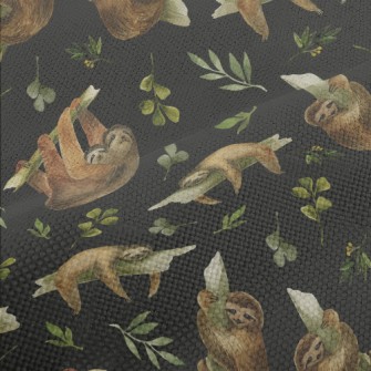 Watercolor Hand Drawn Sloth Performance Linen