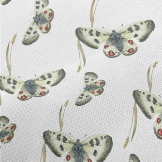 Hand Drawn Meadow Butterflies Performance Linen