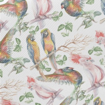 Hand Drawn Tropical Parrot Twill