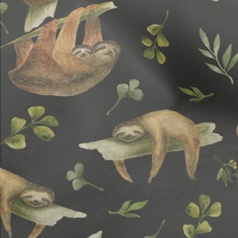 Watercolor Hand Drawn Sloth Micro Fleece