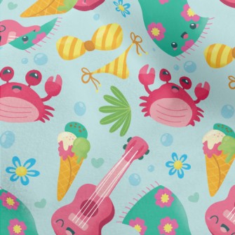 Happy Cartoon Beach Micro Fleece