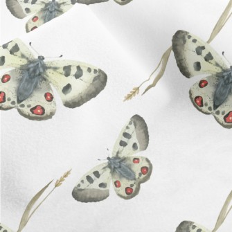 Hand Drawn Meadow Butterflies Micro Fleece