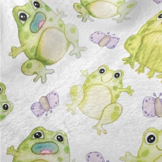 Watercolor Hand Drawn Frog Minky
