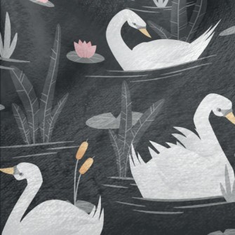 Elegant White Swan Minky