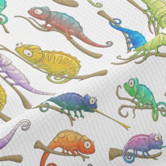 Funny Cartoon Chameleon Piqué