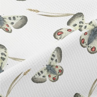 Hand Drawn Meadow Butterflies Piqué