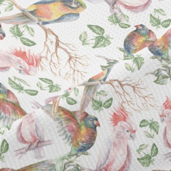Hand Drawn Tropical Parrot Piqué
