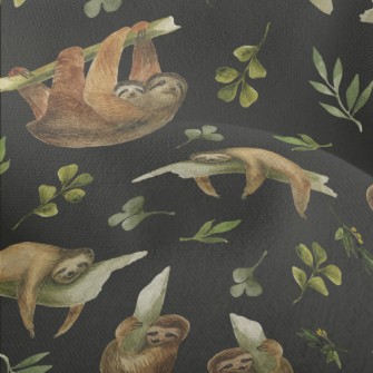 Watercolor Hand Drawn Sloth Lightweight Performance Linen