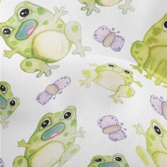 Watercolor Hand Drawn Frog Lightweight Performance Linen