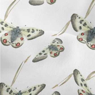 Hand Drawn Meadow Butterflies Lightweight Performance Linen