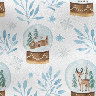 Winter Christmas Snow Globe Jersey Backed Fleece