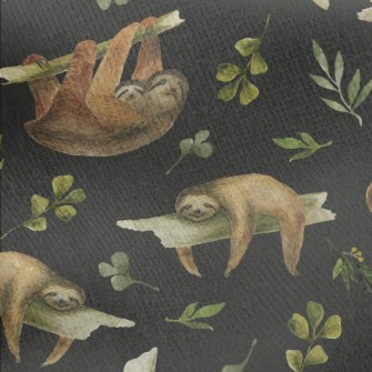 Watercolor Hand Drawn Sloth Jersey Backed Fleece