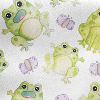 Watercolor Hand Drawn Frog Jersey Backed Fleece