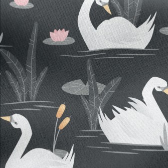 Elegant White Swan Jersey Backed Fleece