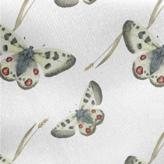 Hand Drawn Meadow Butterflies Jersey Backed Fleece