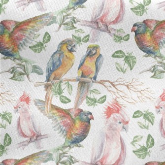 Hand Drawn Tropical Parrot Jersey Backed Fleece