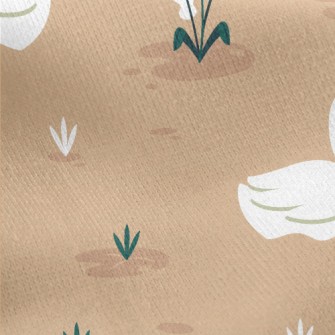 Elegant Cartoon Swan Jersey Backed Fleece