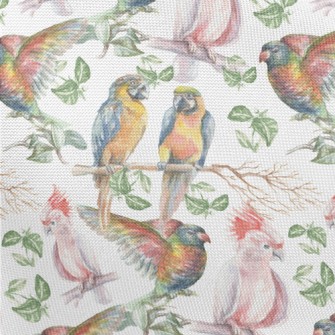 Hand Drawn Tropical Parrot Pongee