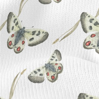 Hand Drawn Meadow Butterflies Stretch Jersey